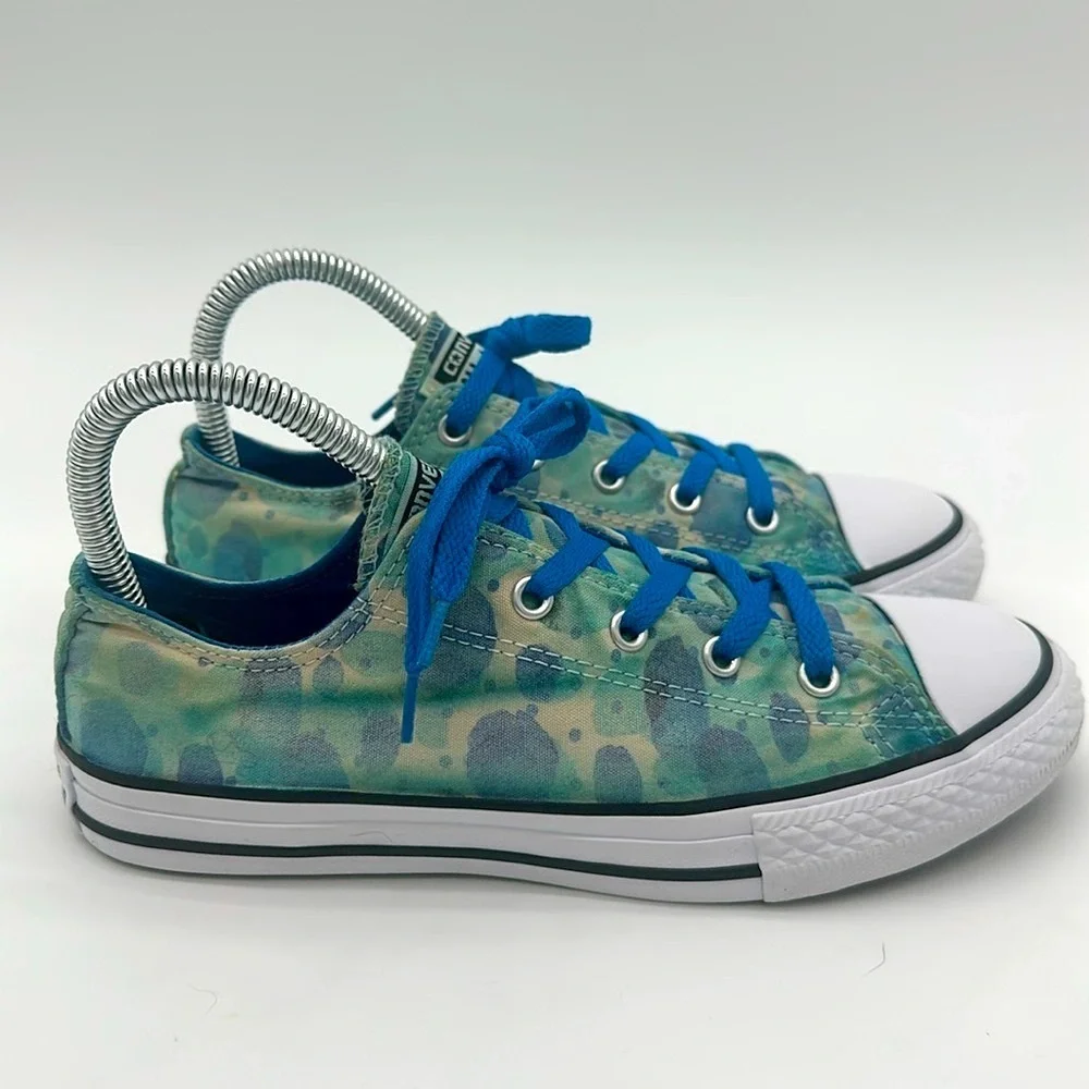Converse 656081 F All Star Low Top Blue Green Multicolor Sneakers Junior Size 4